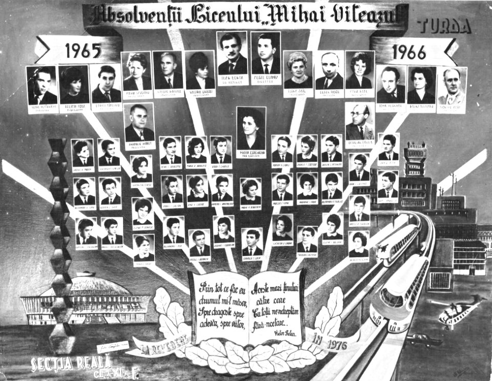 Turda, Colegiul National Mihai Viteazul, tablou absolvire promotia 1966 clasa XIF