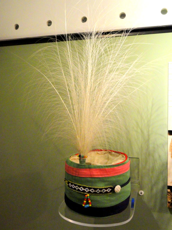Turban, Seminole, cotton with egret plume, collected in 1936 - Native American collection - Peabody Museum, Harvard University - DSC05506