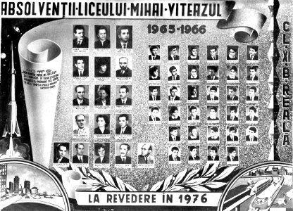 Turda, Colegiul National Mihai Viteazul, tablou absolvire promotia 1966 clasa XIB
