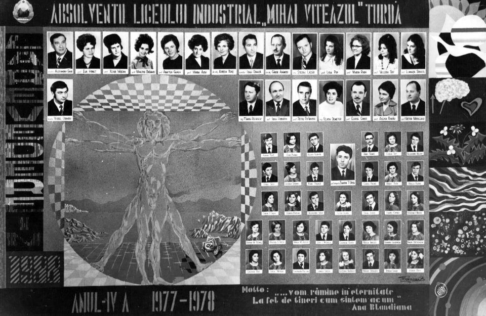 Turda, Colegiul National Mihai Viteazul, tablou absolvire promotia 1978 clasa IVA