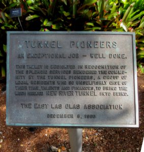 Tunnel Pioneers plaque 1960 New River tunnel Fort Lauderdale Florida 