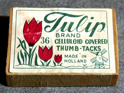 Tulip brand, 36 Celluloid Covered Thumb-Tacks