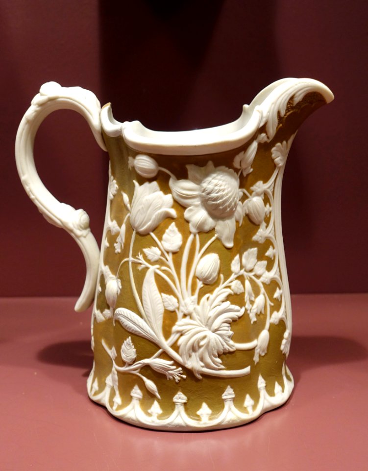 Tulip and Sunflower Pitcher, United States Pottery Company, 1847-1858 - Bennington Museum - Bennington, VT - DSC09029