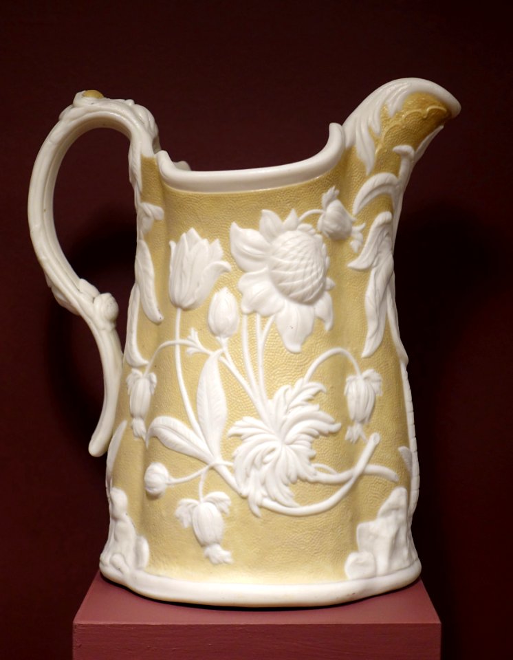 Tulip and Sunflower Pitcher, Lyman W. Clark, Boston MA, 1873 - Bennington Museum - Bennington, VT - DSC09028