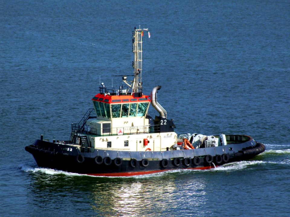 Tug 22 - IMO 6503840 - Callsign OT2526 - p1 in front of Berendrecht locks, Antwerp, Belgium 25-Jan-2005