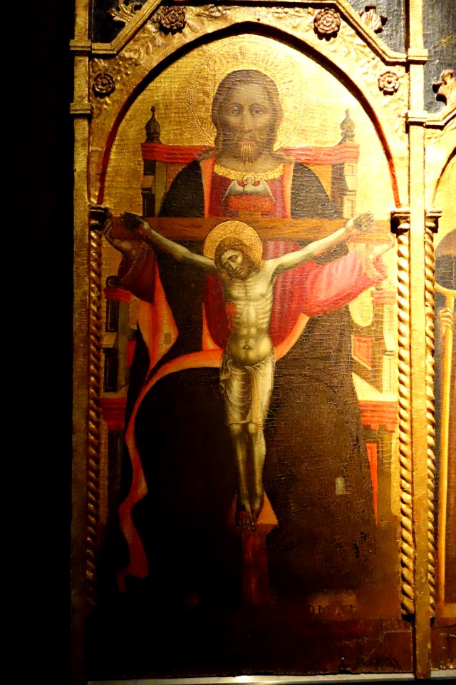 Trinity Polyptych by the Maestro of Santa Maria delle Vigne, c. 1400, view 2, tempera on wood - Museo Diocesano (Genoa) - DSC01396