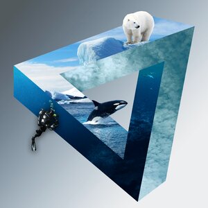 Orca icebergs clouds