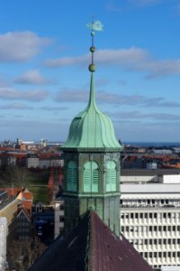 Trinitatis kirke bell tower from Rundetårn Copenhagen photo