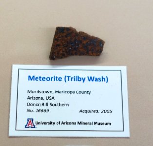 Trilby Wash meteorite - University of Arizona Mineral Museum - University of Arizona - Tucson, AZ - DSC08459