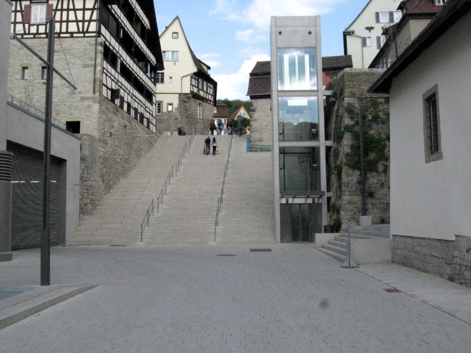 Treppe vom Säumarkt zum Kocherquartier in Schwäbisch Hall