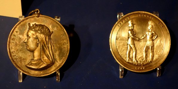 Treaty medals, Indian Treaty No. 7, 1877, brass - Glenbow Museum - DSC01079