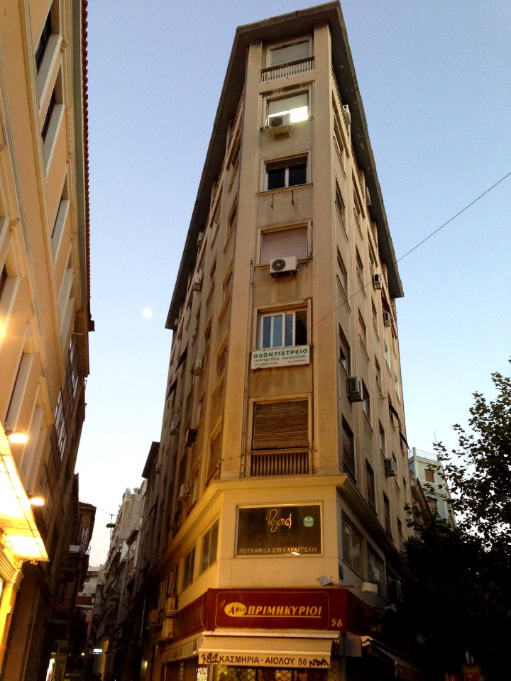 Triangular building in Athens. 