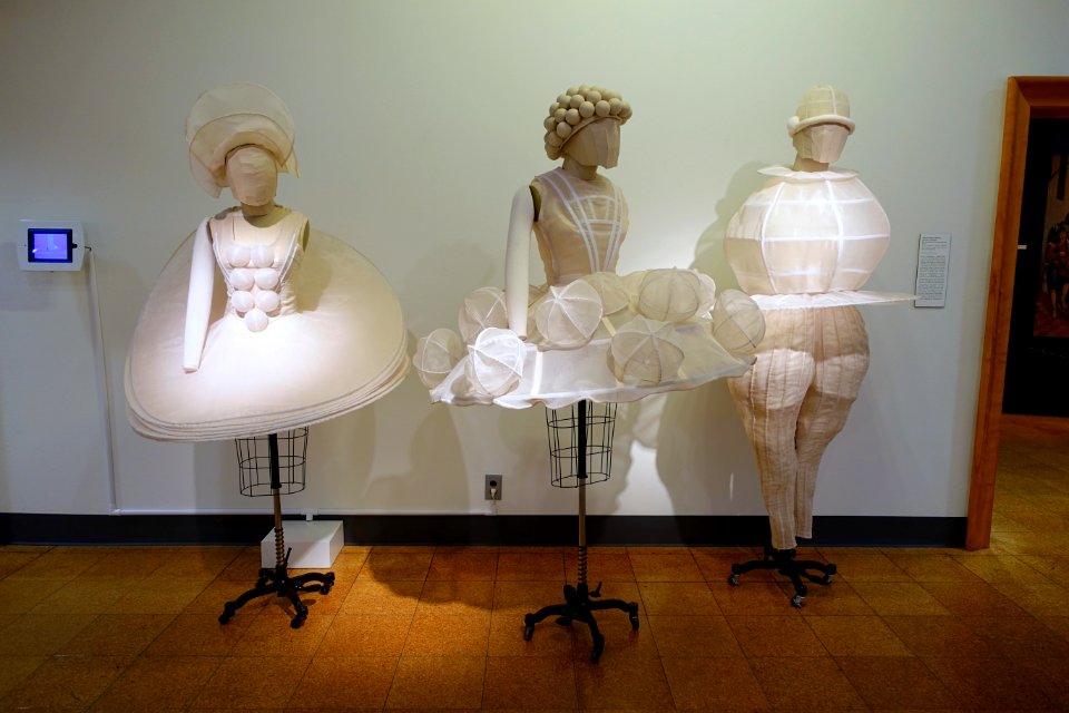 Triadic Ballet costumes by Oscar Schlemmer, 1922, recreated by Rachel Ashley Wilkins, 2-ply organza, muslin, rigilene, steel - University of Arizona Museum of Art - University of Arizona - Tucson, AZ - DSC08054