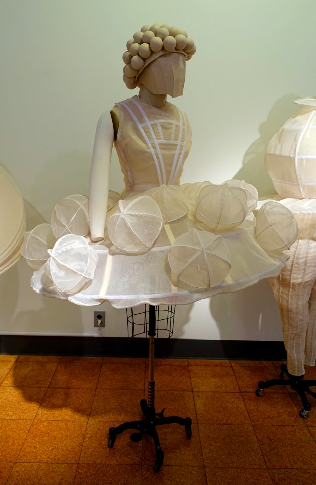 Triadic Ballet costume 2, Oscar Schlemmer, 1922, recreated by Rachel Ashley Wilkins, organza, muslin, rigilene, steel - University of Arizona Museum of Art - University of Arizona - Tucson, AZ - DSC08061