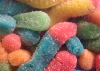 Trolli Sour Brite Crawlers gummi worms close up