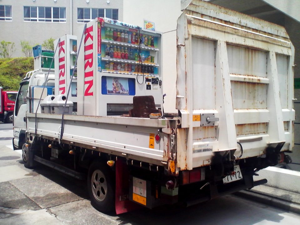 Truck carrying vending machines