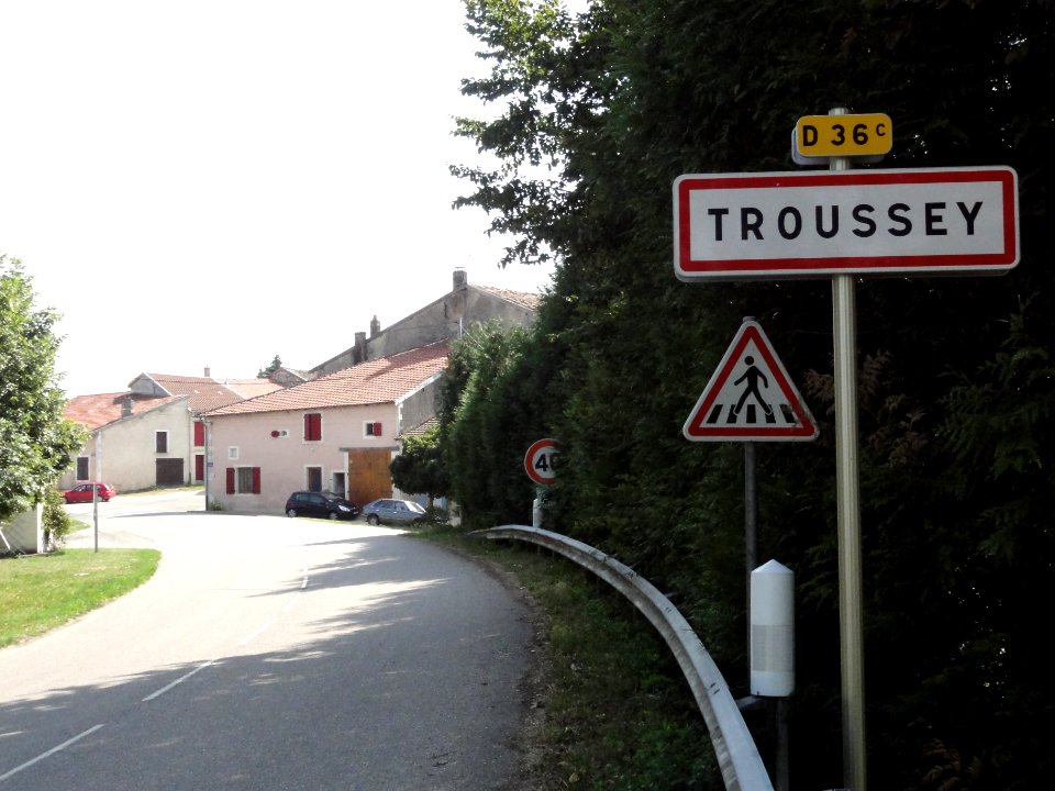 Troussey (Meuse) city limit sign