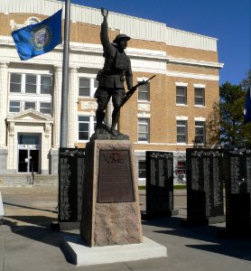 Tripp County, SD veterans memorial statue and pedestal 1