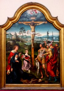 Triptych of The Crucifixion Flanked by the Kneeling Donor and His Wife, by Joos van Cleve, view 3, 1500-1550 AD, oil on panel - National Museum of Western Art, Tokyo - DSC08111