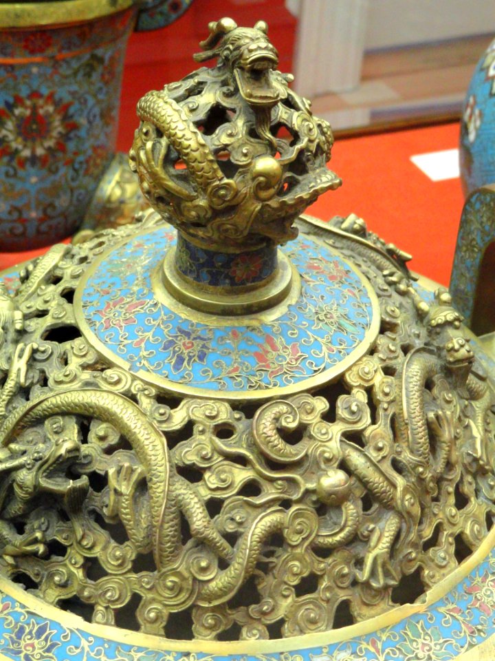Tripod Incense Burner, 1368-1643, detail - Chinese Cloisonné Collection - George Walter Vincent Smith Art Museum - DSC03722