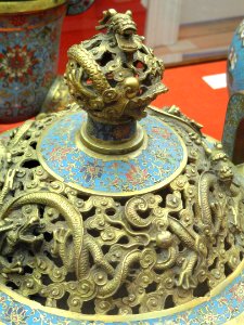 Tripod Incense Burner, 1368-1643, detail - Chinese Cloisonné Collection - George Walter Vincent Smith Art Museum - DSC03722