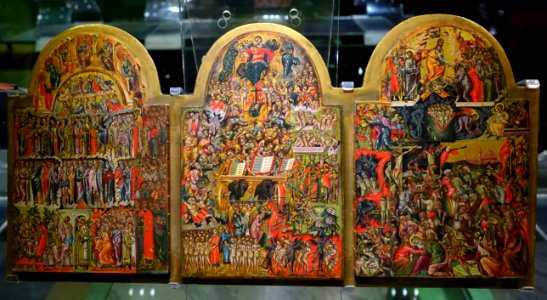 Triptych of the Just in Glory, the Final Judgment, and Anastasis, by Giorgio Klontzas, Candia, 15th century, inv. 40068-69-70 - Pinacoteca Vaticana - Vatican Museums - DSC01238 photo