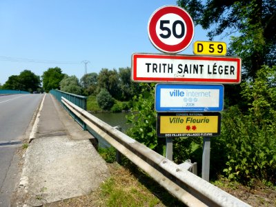 Trith-Saint-Léger (Nord, Fr) city limit sign