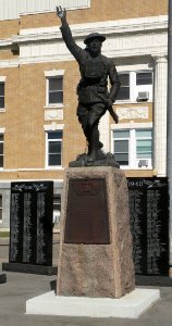Tripp County, SD veterans memorial statue and pedestal 2