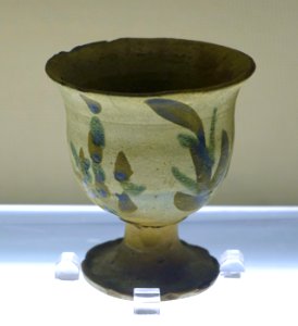 Tri-color cup, China, from Qiong kiln, unearthed from Qinglai, Sichuan, Tang dynasty, 618-907 AD, blue-glazed ceramic - Sichuan Provincial Museum - Chengdu, China - DSC04220