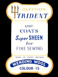 Trident J&P Coats, Mending Wool Colour 15 cardboard