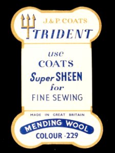 Trident J&P Coats, Mending Wool Colour 229 cardboard