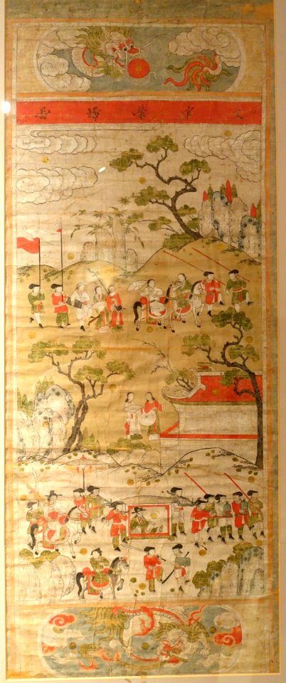 Triumphant return of a civil mandarin, Doc Loi temple, Nghe An province, late 18th century, Do (poonah) paper - Vietnam National Museum of Fine Arts - Hanoi, Vietnam - DSC05111