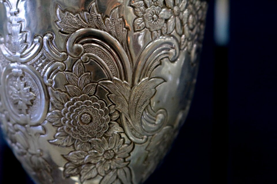 Goblet engraved metal
