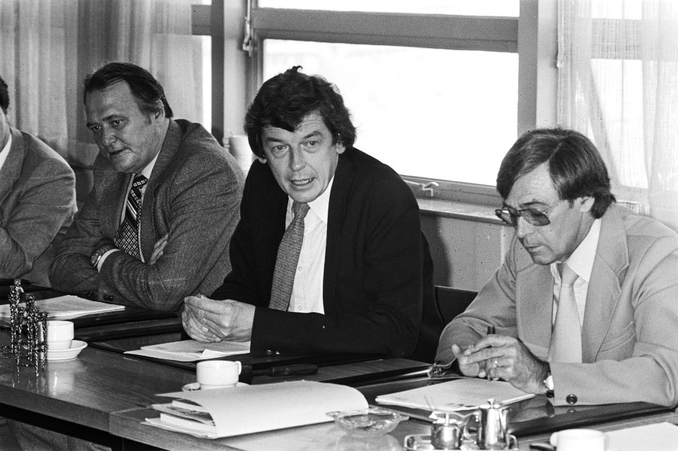 Van links naar rechts Herman Bode, Wim Kok, Frans Drabbe, Bestanddeelnr 931-7071
