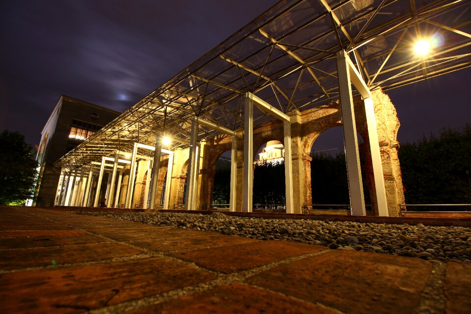 Courtyard garden bavarian state chancellery night