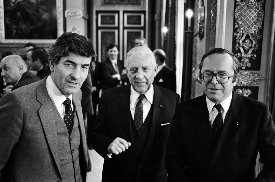 V.l.n.r. premiers Lubbers, Pierre Werner (Luxemburg) en Wilfried Martens (België, Bestanddeelnr 932-3953