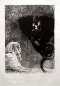 V. The Sphinx..., from To Gustave Flaubert..., by Odilon Redon, 1889, lithograph, only state - Montreal Museum of Fine Arts - Montreal, Canada - DSC08908 photo