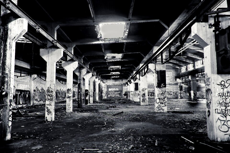 Abandoned industrial building lapsed