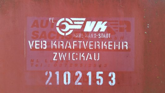 VEB Kraftverkehr Zwickau Fahrzeugbeschriftung