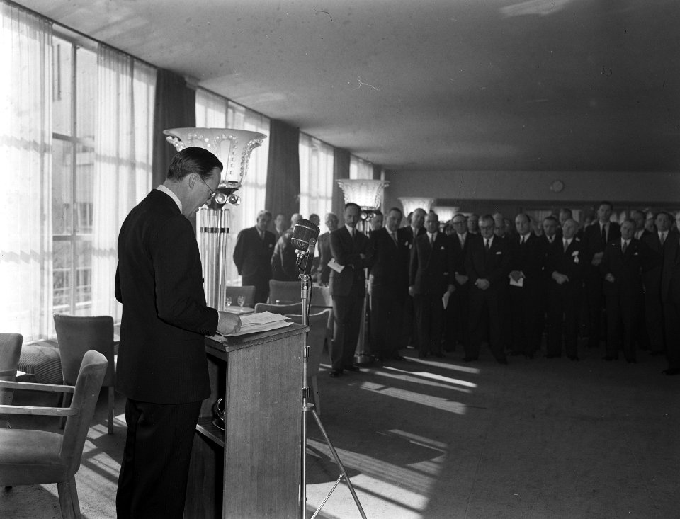 Veertig jarig bestaan Jaarbeurs Utrecht Prins Bernhard houdt herdenkingsrede, Bestanddeelnr 907-6413
