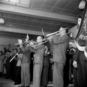 Veldhovens Fanfare-corps tijdens uitvoering, Bestanddeelnr 255-8578