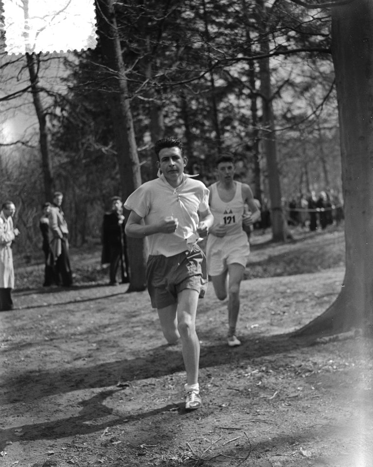 Veldloopkampioenschappen in Wassenaar. Junioren A. voorop Joep Delnoye , R. Spie, Bestanddeelnr 905-6495