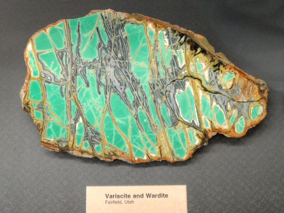 Variscite and Wardite, Fairfield, Utah - Springfield Science Museum - Springfield, MA - DSC03405