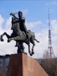 Vardan Mamikonian statue and TV Tower, Yerevan
