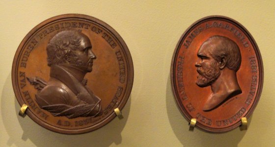 Van Buren and Garfield presidential peace medals for Native American leaders - National Museum of American History - DSC06309