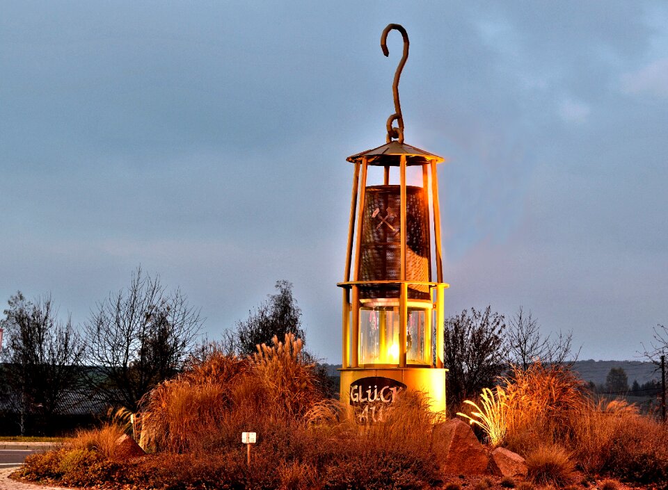 Bleicherode blue hour traffic island