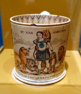 Van Amburgh souvenir mug, Robert Godwin, Staffordshire, c. 1850, ceramic - Circus Museum - John and Mable Ringling Museum of Art - Sarasota, FL - DSC00186 photo