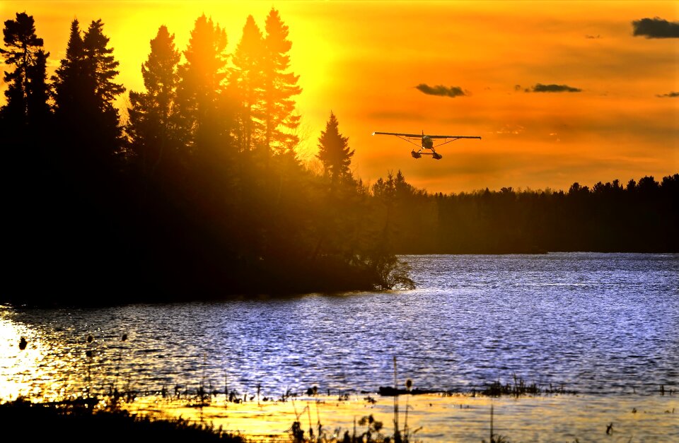 Twilight evening lake photo