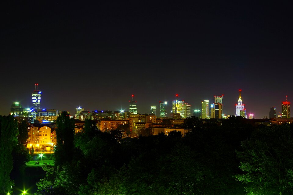 The city centre light skyscrapers