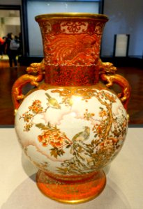 Vases with Dragon Handles, 2 of 2, by Shimizu Seikan, c. 1877, ceramic with overglaze enamel and gold - Tokyo National Museum - Tokyo, Japan - DSC09309
